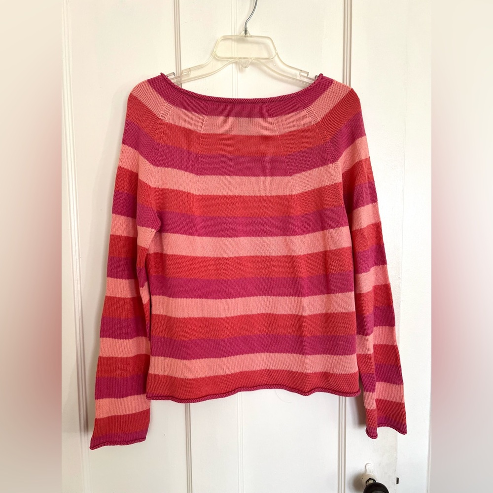 Ann Taylor Pink and Red Striped Sweater